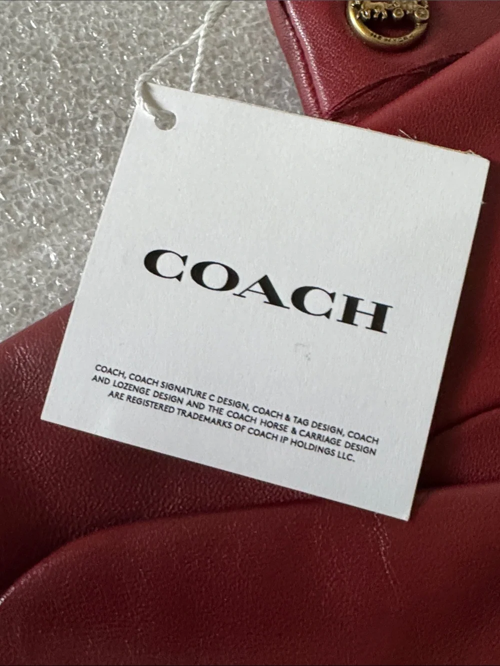 NWT Cherry Tech Coach Leather Touchscreen Gloves with Signature Charm